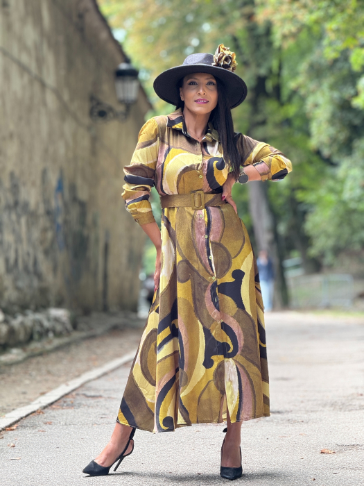 Rochie eleganta cu imprimeu si floare 3D [3]