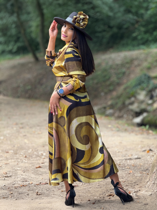 Rochie eleganta cu imprimeu si floare 3D [5]