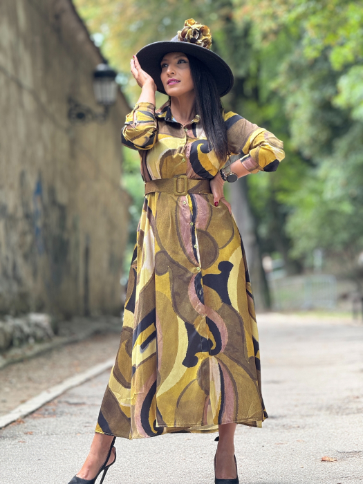 Rochie eleganta cu imprimeu si floare 3D [2]