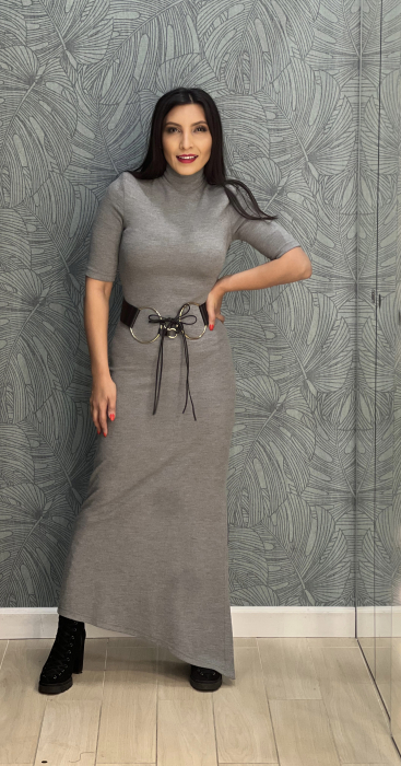 Rochie gri cu gat inalt [4]