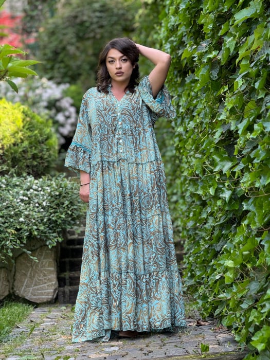 Rochie lejera cu anchior si imprimeu artistic floral [3]