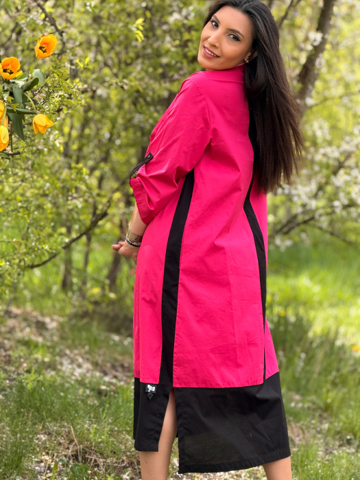 Rochie lejera cu design asimetric si buzunar [7]