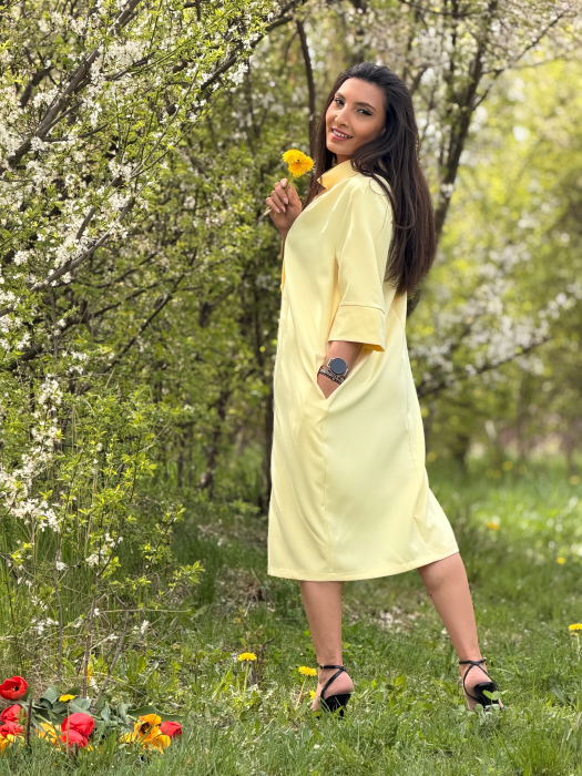 Rochie lejera cu nasturi aurii decorativi [9]