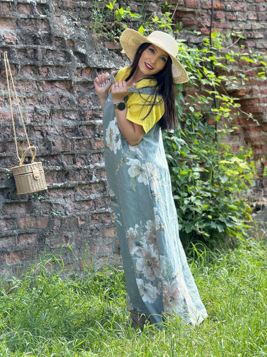 Rochie lejera din in cu imprimeu floral [4]