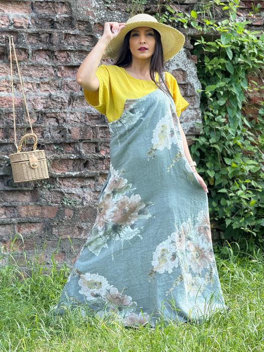 Rochie lejera din in cu imprimeu floral [3]