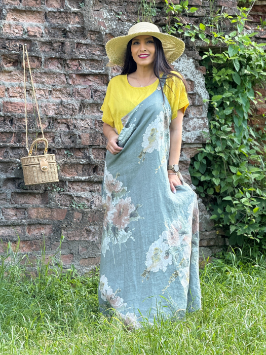 Rochie lejera din in cu imprimeu floral [2]