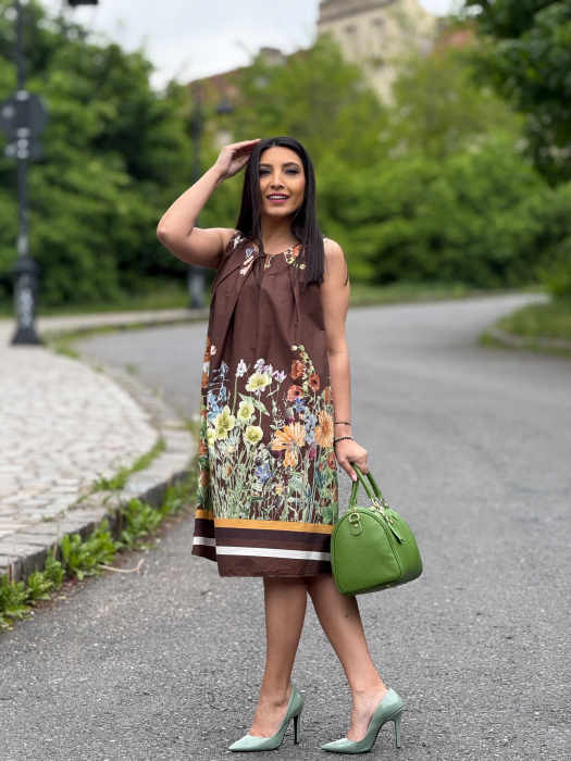 Rochie lejera fara maneci cu imprimeu floral [3]