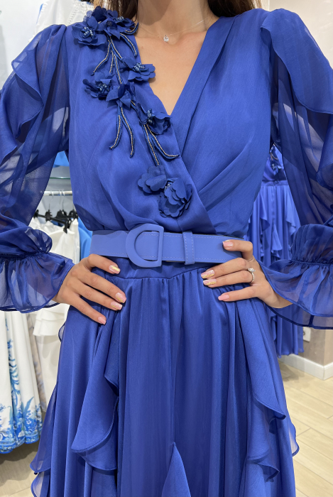 Rochie lunga albastra cu maneca lunga [2]