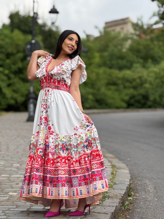 Rochie lunga cu imprimeu floral [5]