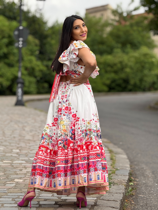 Rochie lunga cu imprimeu floral [4]