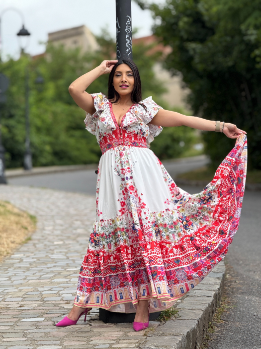 Rochie lunga cu imprimeu floral [6]