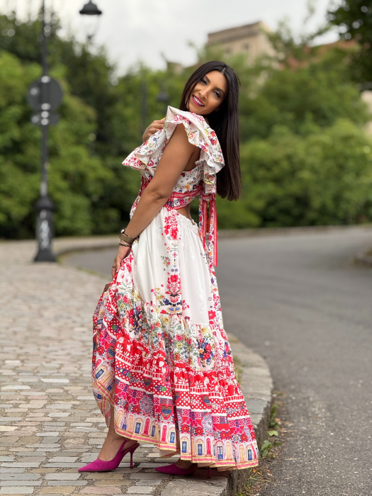Rochie lunga cu imprimeu floral [2]