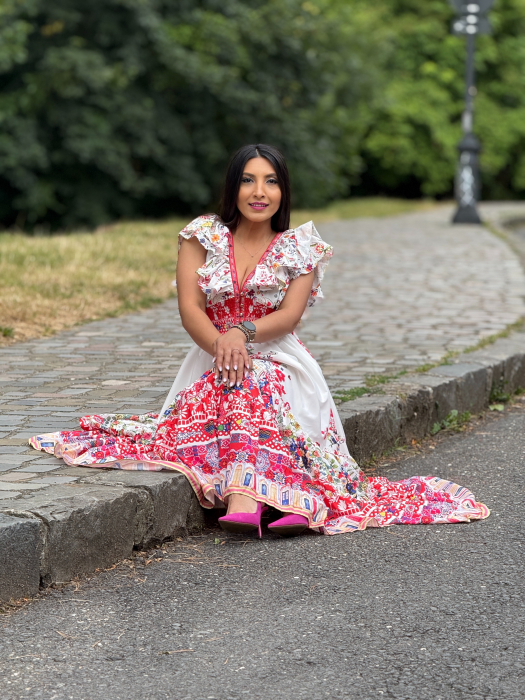 Rochie lunga cu imprimeu floral [3]
