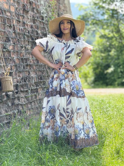Rochie lunga cu imprimeu flori [2]
