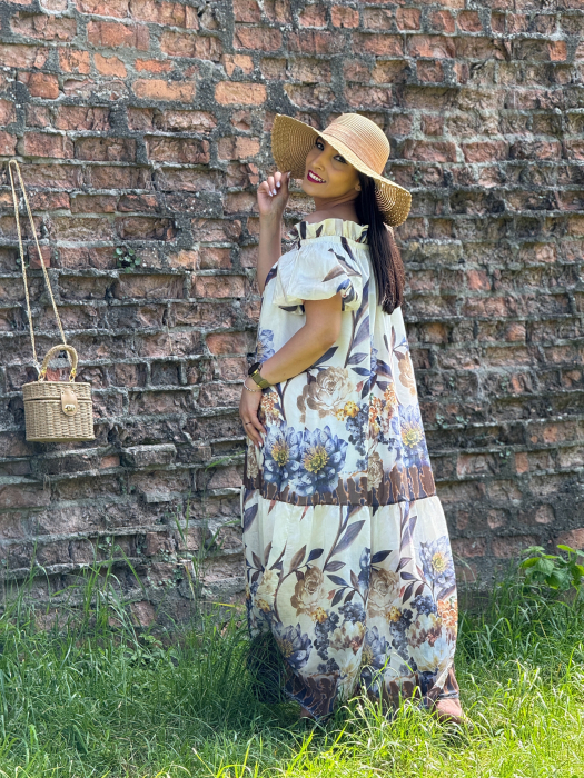 Rochie lunga cu imprimeu flori [5]