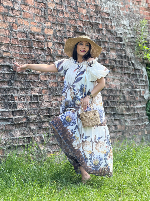 Rochie lunga cu imprimeu flori [3]