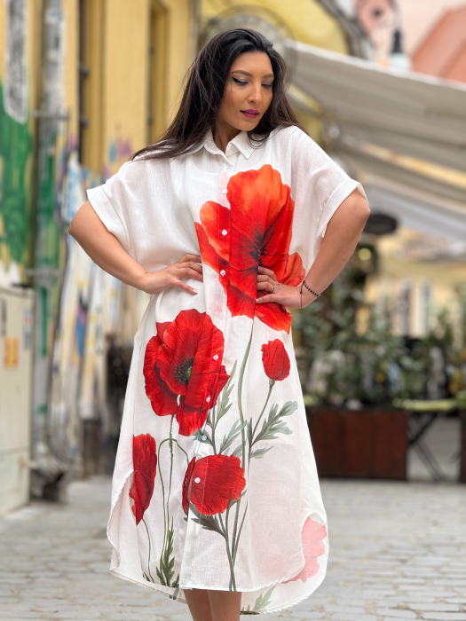 Rochie lunga cu imprimeu maci [3]