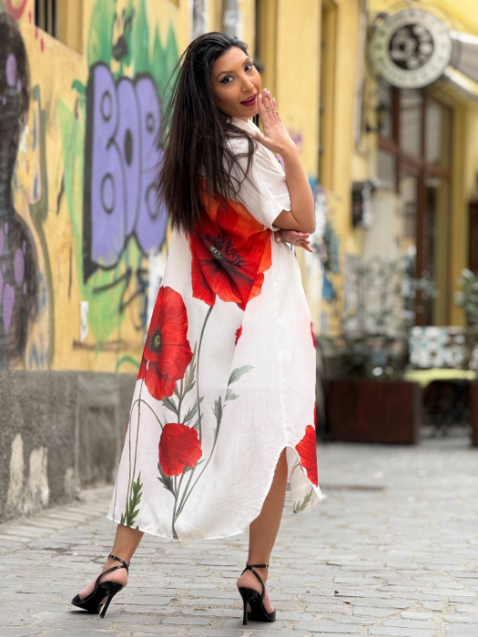 Rochie lunga cu imprimeu maci [4]