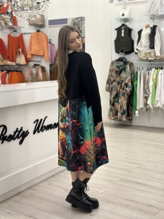 Rochie lunga neagra cu imprimeu pisica [3]