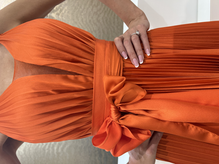 Rochie lunga plisata portocalie [3]