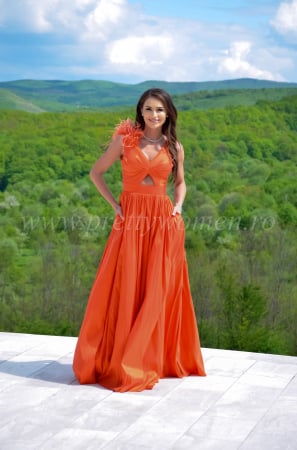 Rochie lunga portocalie [4]