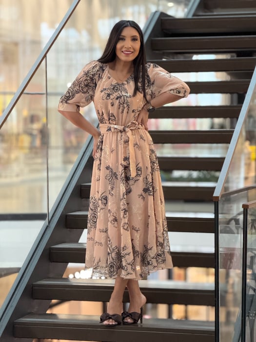 Rochie midi cu imprimeu floral negru [2]