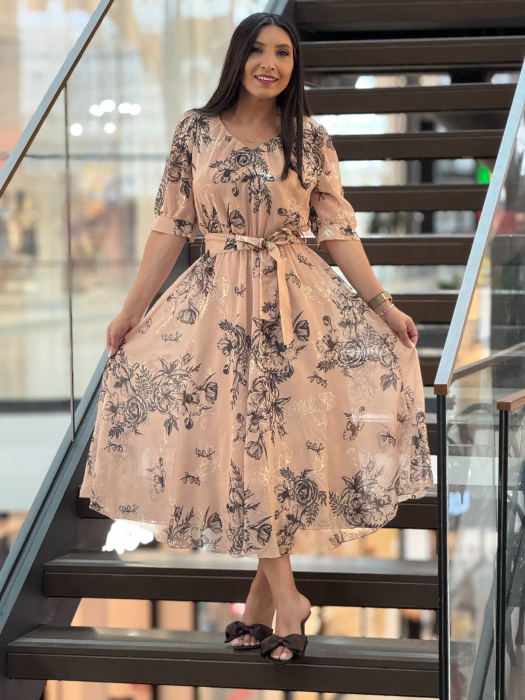 Rochie midi cu imprimeu floral negru [3]