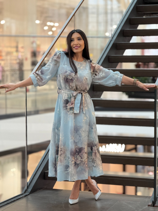 Rochie midi cu imprimeu floral pastelat [5]