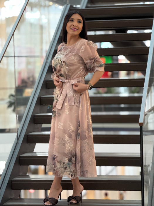 Rochie midi cu imprimeu floral pastelat [4]