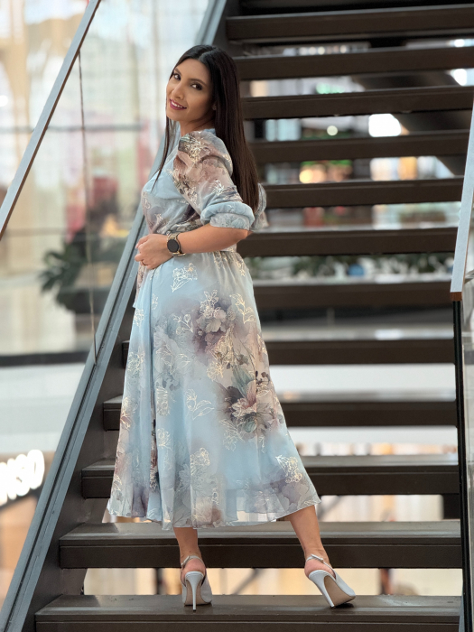 Rochie midi cu imprimeu floral pastelat [4]