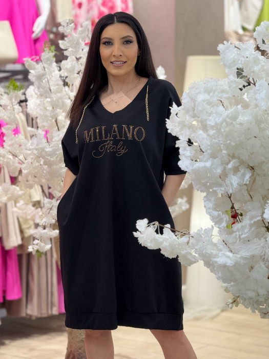 Rochie my luxe cu anchior si imprimeu scris [5]