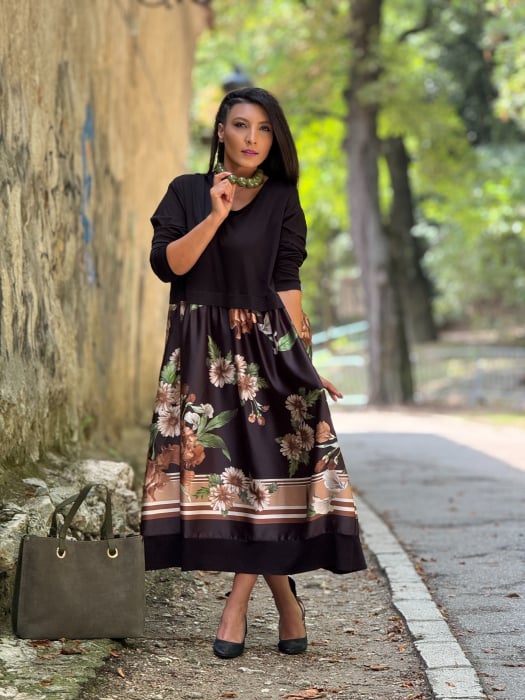 Rochie neagra cu imprimeu margarete [3]