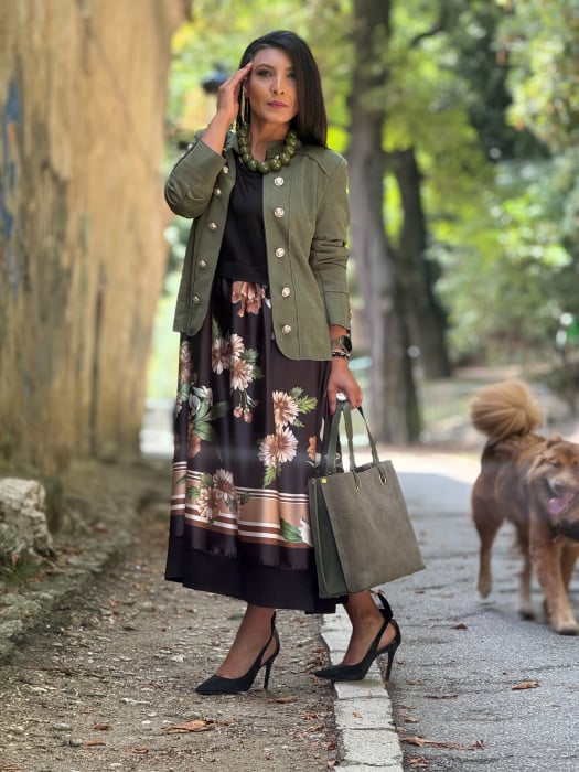 Rochie neagra cu imprimeu margarete [6]