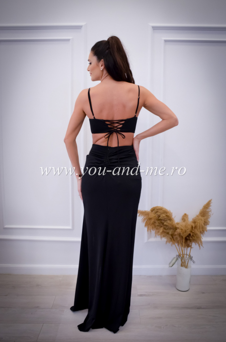 Rochie neagra cu spate gol si pietre aplicate [6]