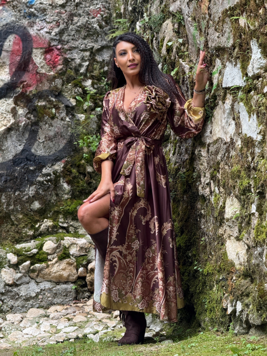 Rochie petrecuta din satin si floare 3D [1]