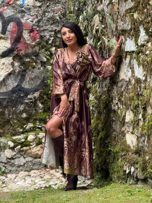Rochie petrecuta din satin si floare 3D [5]