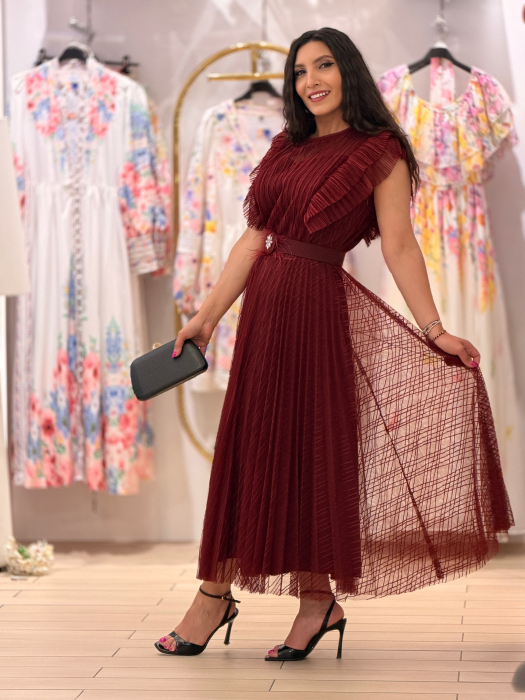 Rochie plisata cu curea in talie [4]