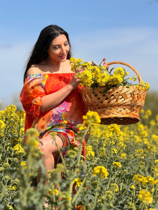 Rochie portocalie din matase [2]