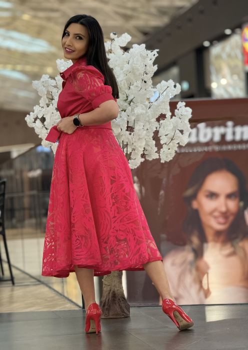Rochie rosie cu guleras [4]