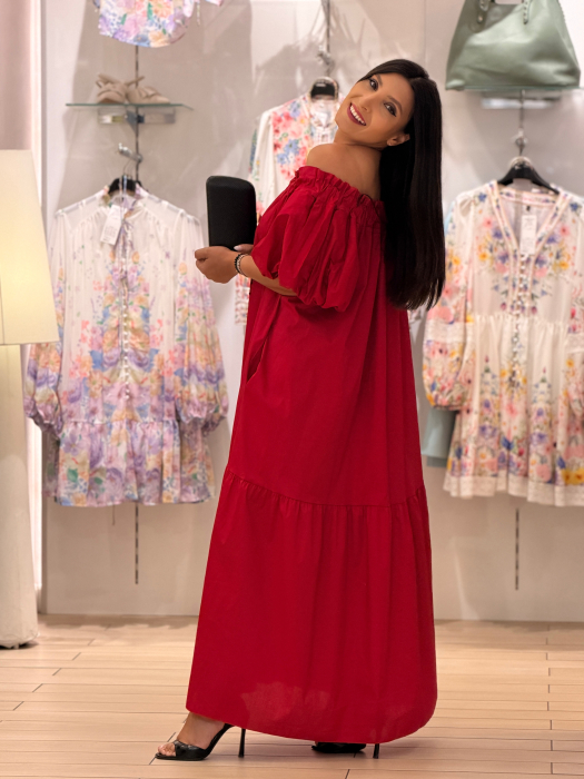 Rochie rosie cu maneci bufante [3]
