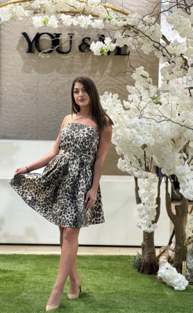 Rochie scurta animal print cu curea in talie [2]