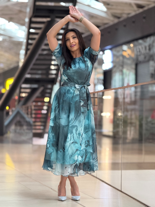 Rochie turcoaz cu flori [2]