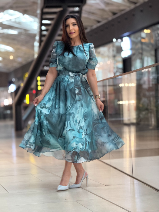Rochie turcoaz cu flori [3]