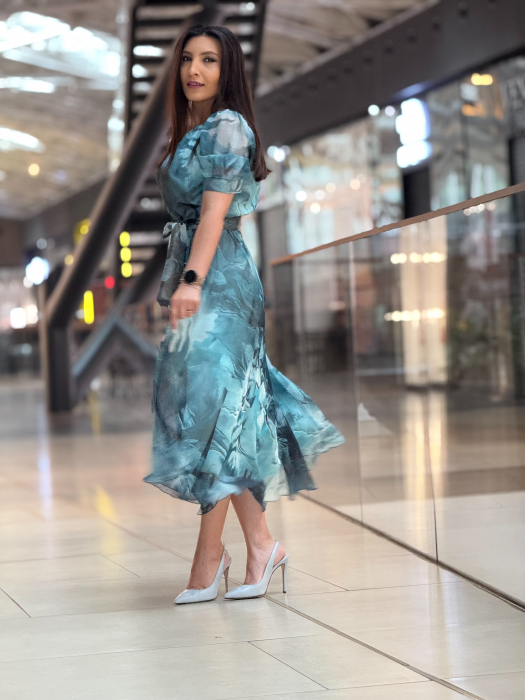 Rochie turcoaz cu flori [4]