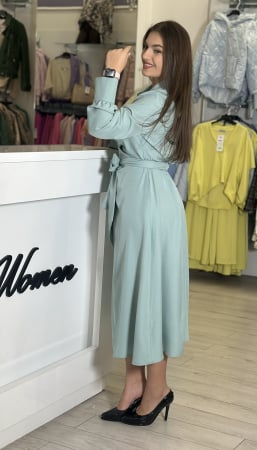 Rochie verde cu cordon in talie [2]