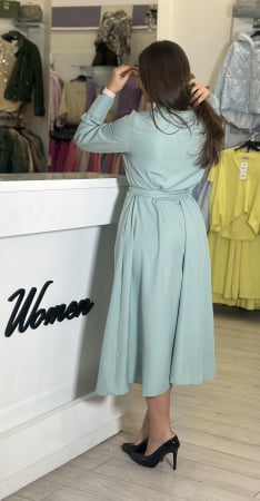 Rochie verde cu cordon in talie [3]