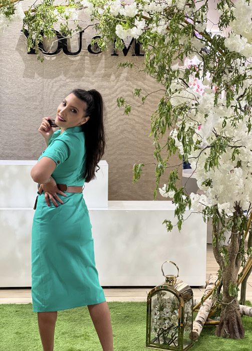 Rochie verde cu curea maro [3]