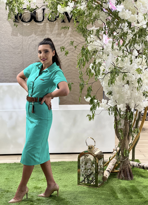 Rochie verde cu curea maro [2]