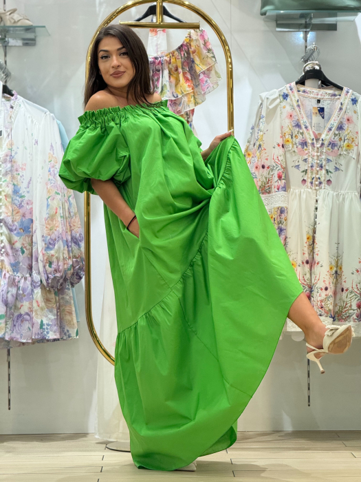 Rochie verde cu maneci bufante [3]