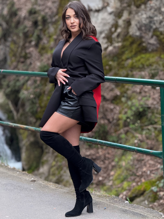Sacou cu revere si print fata cu palarie [2]